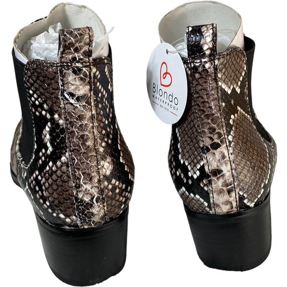 Blondo Waterproof Emelia Brown Snake Leather Boot Size 7 - Picture 6 of 11